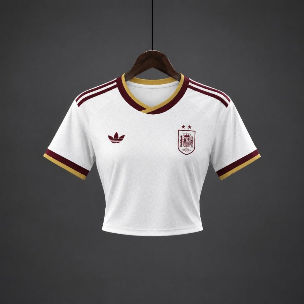 26/27 Women Spain Away White Crop Jersey