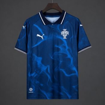 2026 Portugal Navy Blue with Blue Flame Pattern Away Jersey
