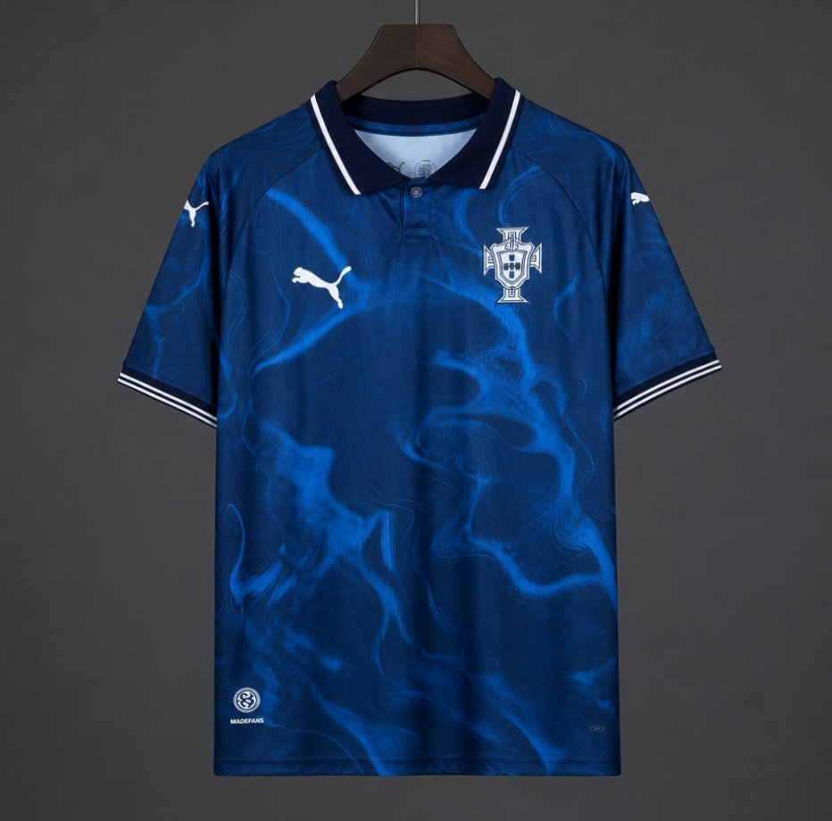 2026 Portugal Navy Blue with Blue Flame Pattern Away Jersey