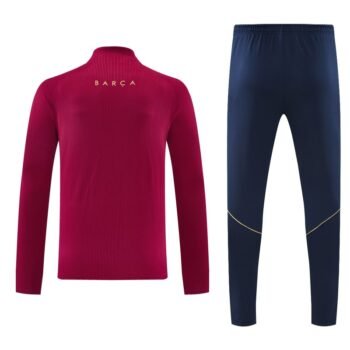 26/27 Barcelona Red & Black Half Zipper Jacket Tracksuit + Long Pants