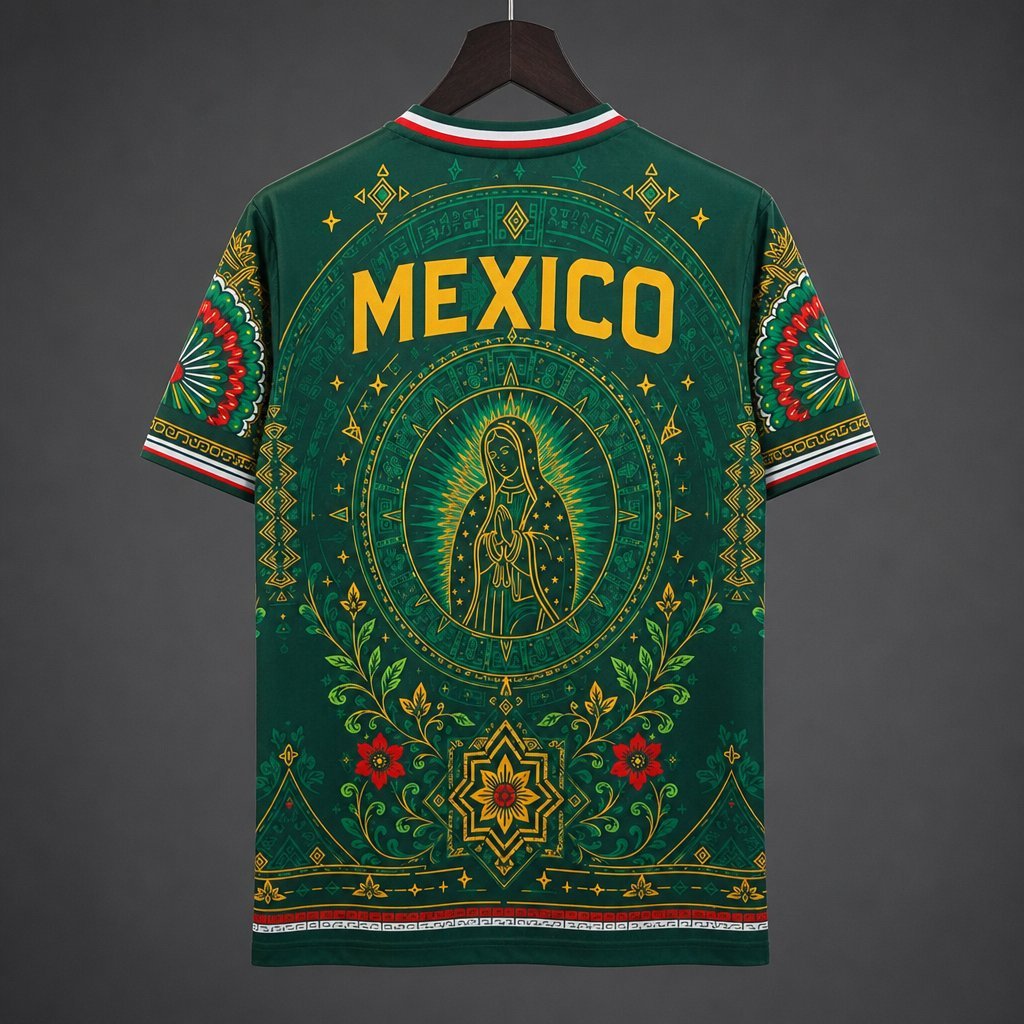 2026 Mexico Special Edition Green with Virgin of Guadalupe and Aztec Pattern Jersey