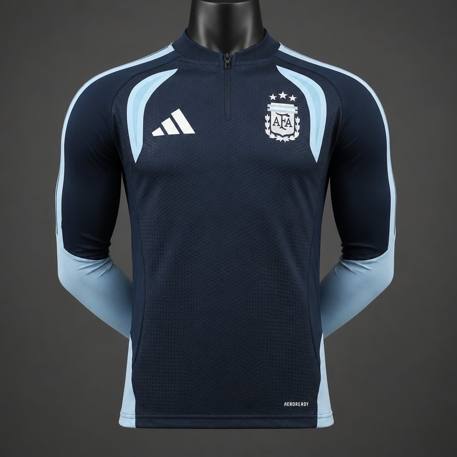 Player Version 2026 Argentina Away Navy Blue Long Sleeve Jersey