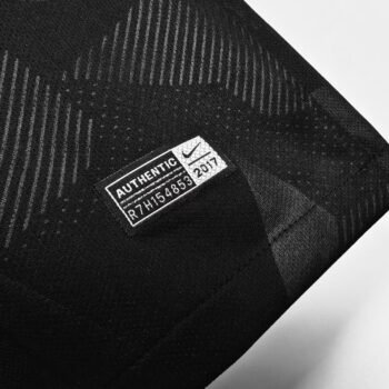 Retro 17/18 PSG/Paris Saint-Germain Black with Geometric Camo Pattern Third Long Sleeve Jersey