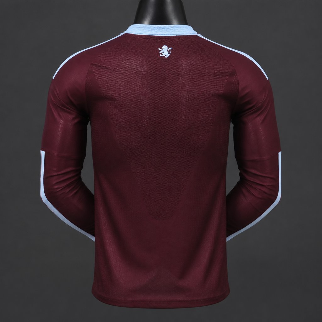 Player 2627 Aston Villa FC Home Long Sleeve Jersey With Sponsor Home Jersey
