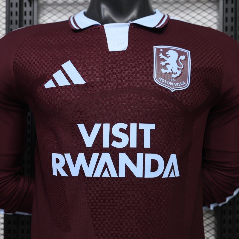 Player 2627 Aston Villa FC Home Long Sleeve Jersey With Sponsor Home Jersey