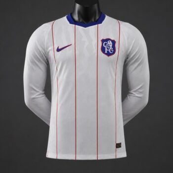 Player 2627 Chelsea FC White with Red Pinstripe Third Long Sleeve Jersey Home Jersey - Image 2