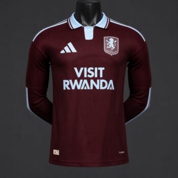 Player 2627 Aston Villa FC Home Long Sleeve Jersey With Sponsor Home Jersey - Image 1