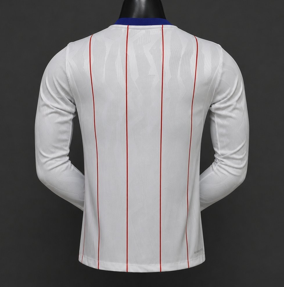 Player 2627 Chelsea FC White with Red Pinstripe Third Long Sleeve Jersey Home Jersey