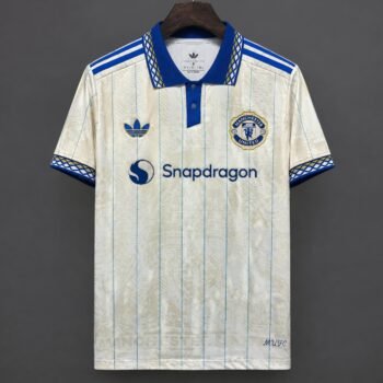 Manchester United Special Beige Vertical Stripes Collage Graphics Jersey 2026/27 Home Jersey - Image 1