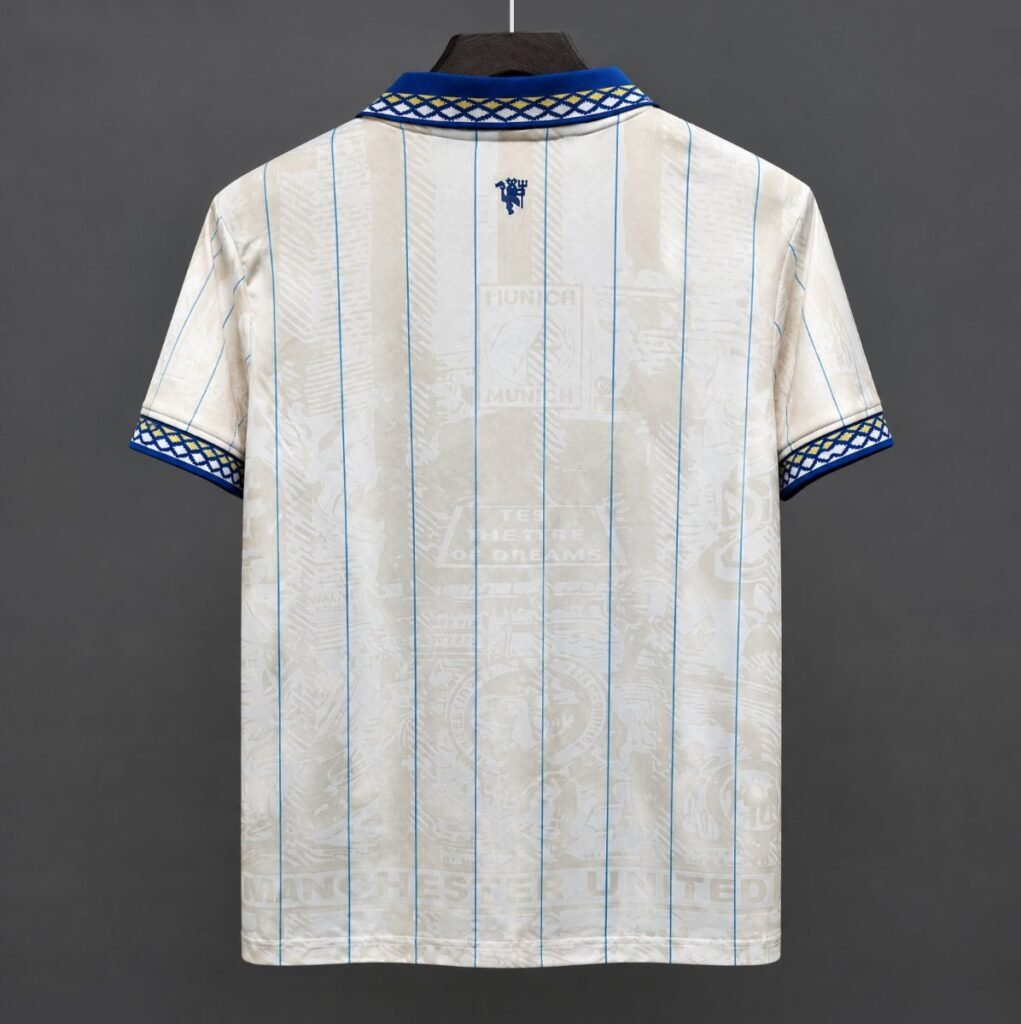 Manchester United Special Beige Vertical Stripes Collage Graphics Jersey 2026/27 Home Jersey