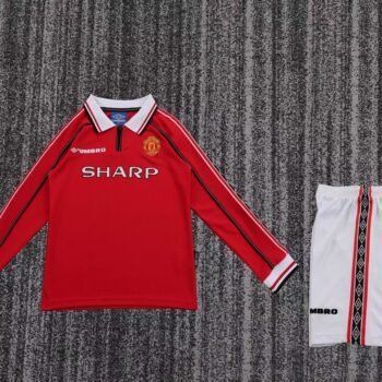 Manchester United 1998/99 Kids Home Long Sleeve Kit - Image 1