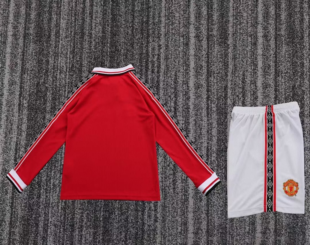 Manchester United 1998/99 Kids Home Long Sleeve Kit - Image 2