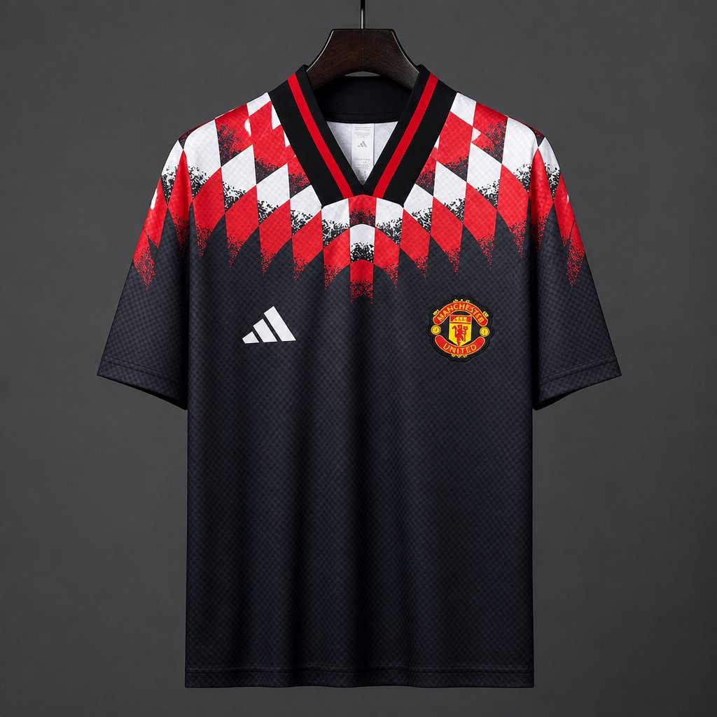 Manchester United Black Diamond Pattern PreMatch Jersey 2026/27 Home Jersey