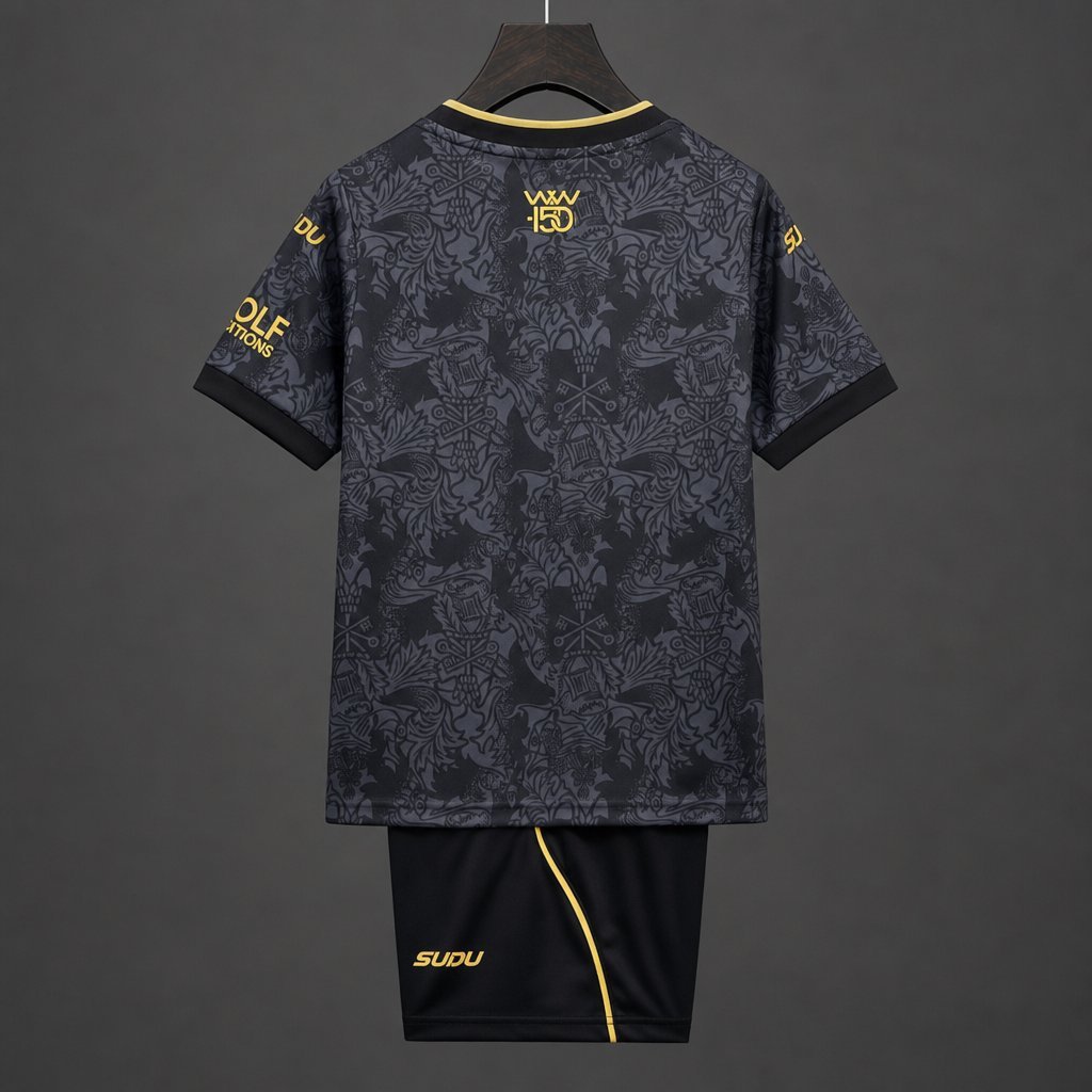 Kids Wolverhampton Wanderers Wolves Third Black Jersey Kit 2026/27 Home Jersey