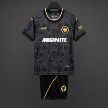 Kids Wolverhampton Wanderers Wolves Third Black Jersey Kit 2026/27 Home Jersey - Image 1